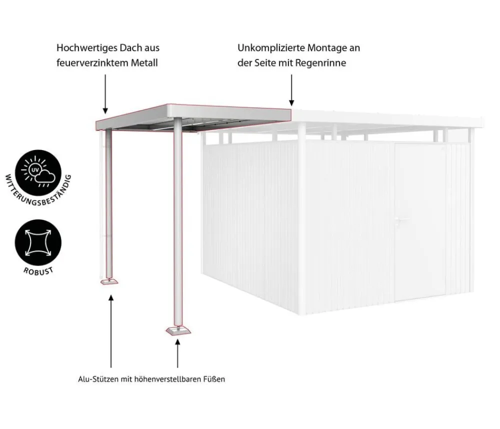 biohort Anbauten - Seitendach für Gerätehaus HighLine H5/H6 Quarzgrau