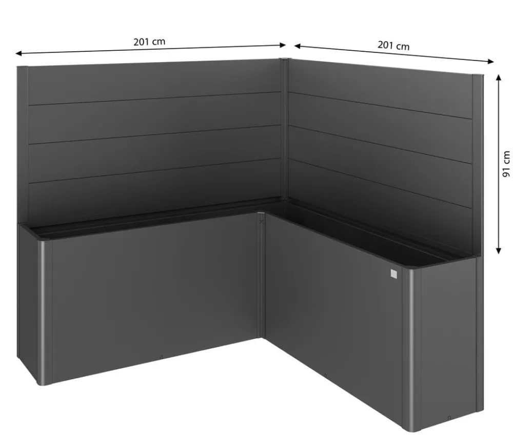biohort Sichtschutz Belvedere L200, ca. B201/H91/T201 cm Dunkelgrau Hot