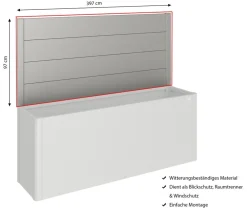 biohort Sichtschutz|Hochbeete & Frühbeete - Sichtschutz für HochBeet 4x1, ca. B397/H91/T4 cm Quarzgrau