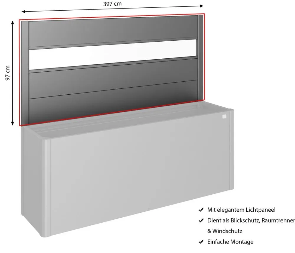 biohort Sichtschutz|Hochbeete & Frühbeete > Sichtschutz mit Acrylglas für HochBeet 4x1, ca. B397/H91/T4 cm