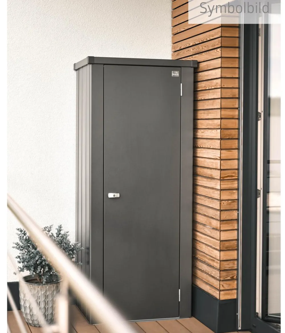 biohort Gartenschränke & Minigaragen - Terrassenschrank Julia L, ca. B77,7/H140,2/T87 cm Dunkelgrau