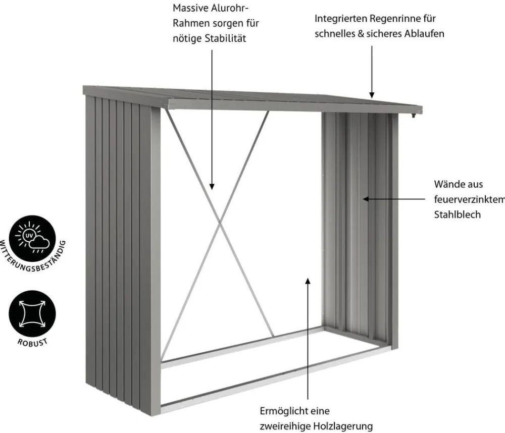 biohort Kaminholzregale - WoodStock® 230 Quarzgrau