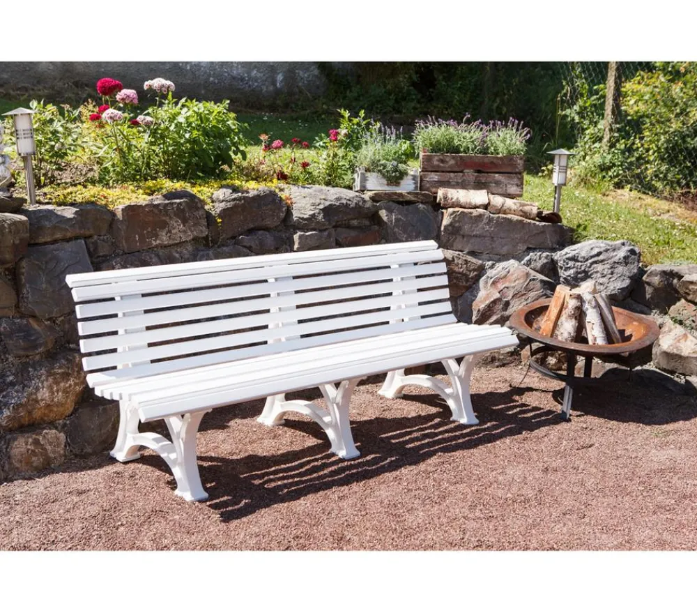 Blome Gartenbänke Kunststoff|4-Sitzer Gartenbänke - Bank Borkum, 4-Sitzer Weiß