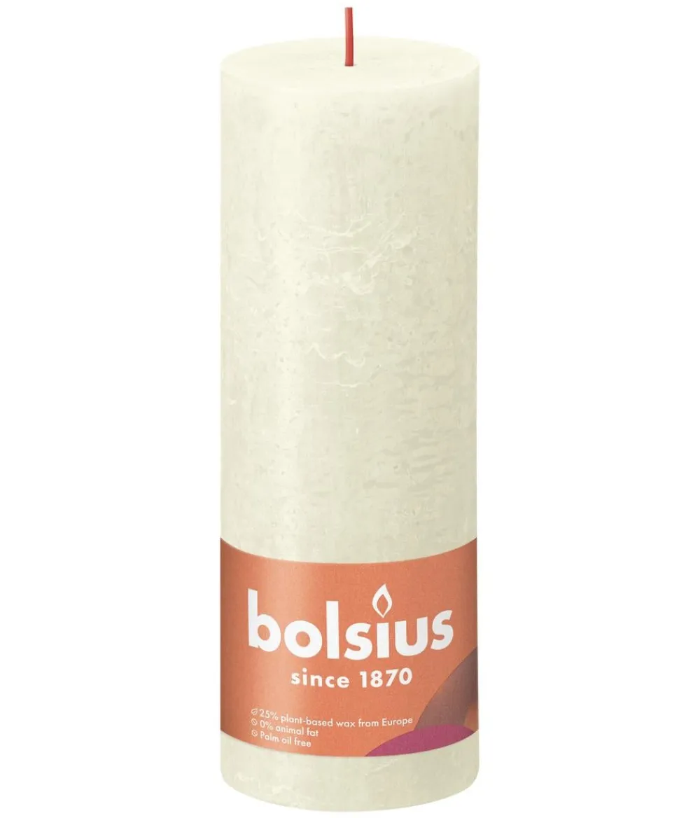 Bolsius Dekoartikel > Rustik Stumpenkerze Shine, weiche perle, ca. Ø6,8/H19 cm