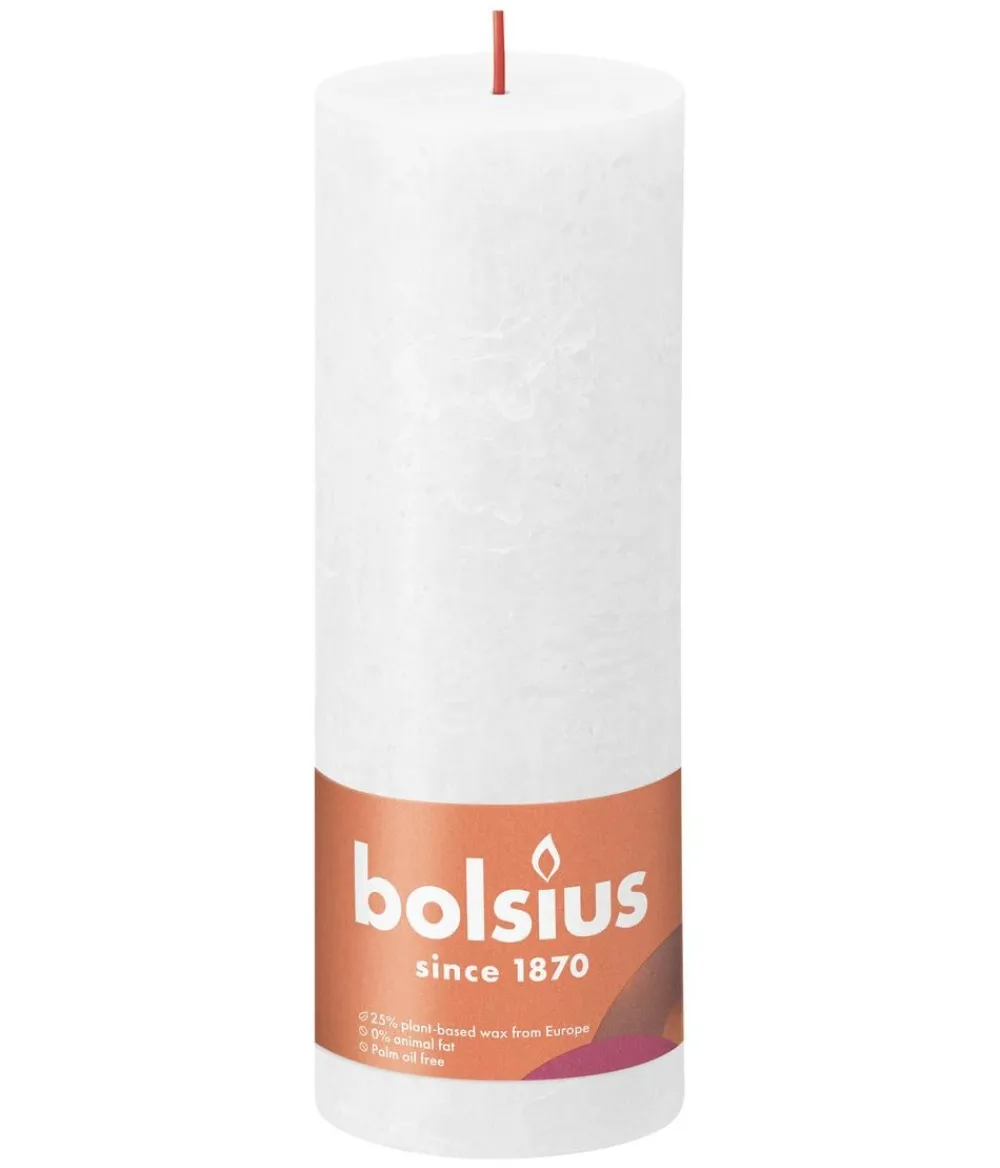 Bolsius Rustik Stumpenkerze Shine, wolkiges , ca. Ø6,8/H19 cm Weiß New