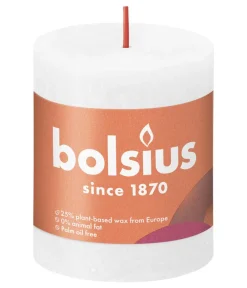 Bolsius Rustik Stumpenkerze Shine, wolkiges , ca. Ø6,8/H8 cm Weiß Outlet