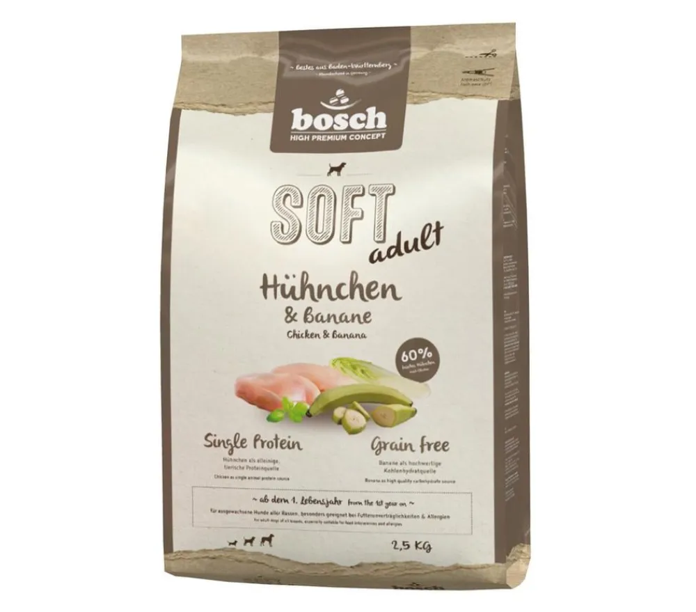 bosch Tiernahrung Trockenfutter Hund - bosch Trockenfutter für Hunde Soft Adult, Hühnchen & Banane