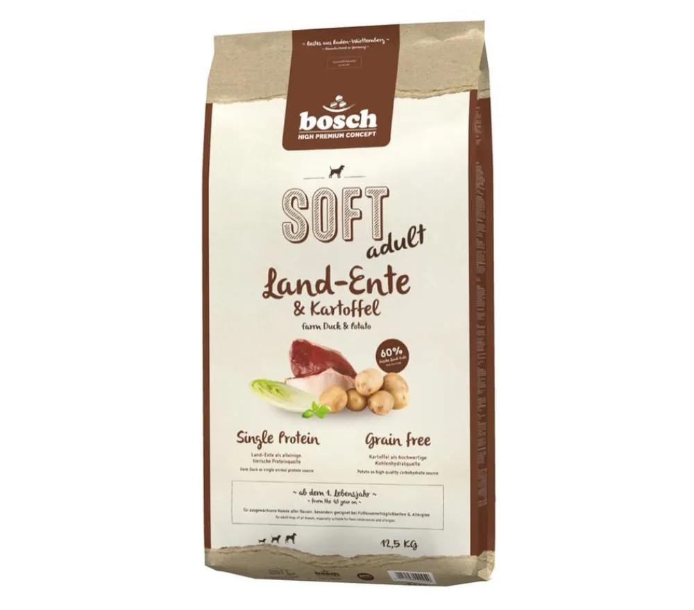 bosch Tiernahrung Trockenfutter Hund - bosch Trockenfutter für Hunde Soft Adult, Land-Ente & Kartoffel