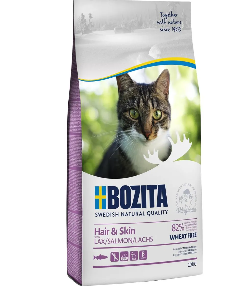 Bozita Trockenfutter Katze - Trockenfutter für Katzen Hair & Skin Wheat Free Salmon, Lachs, 10 kg