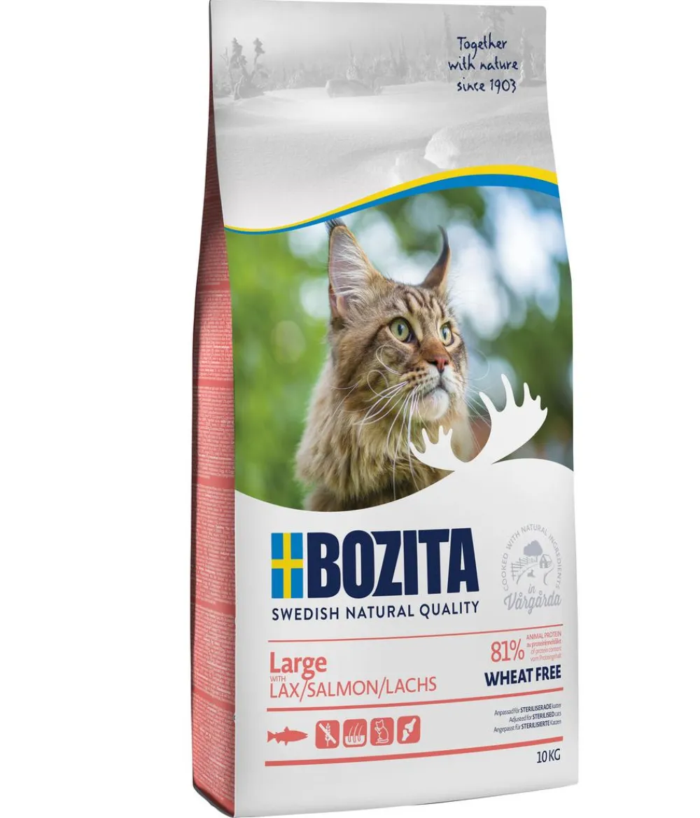 Bozita Trockenfutter Katze - Trockenfutter für Katzen Large Wheat Free Salmon, Lachs, 10 kg