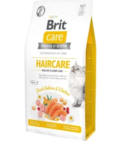 Brit care Trockenfutter Katze - Trockenfutter für Katzen Haircare Adult, Lachs & Huhn