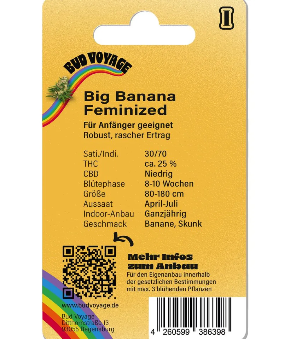 Bud Voyage Mehr Saatgut - Hanfsamen Anti-Stress Big Banana, 3 Stk.