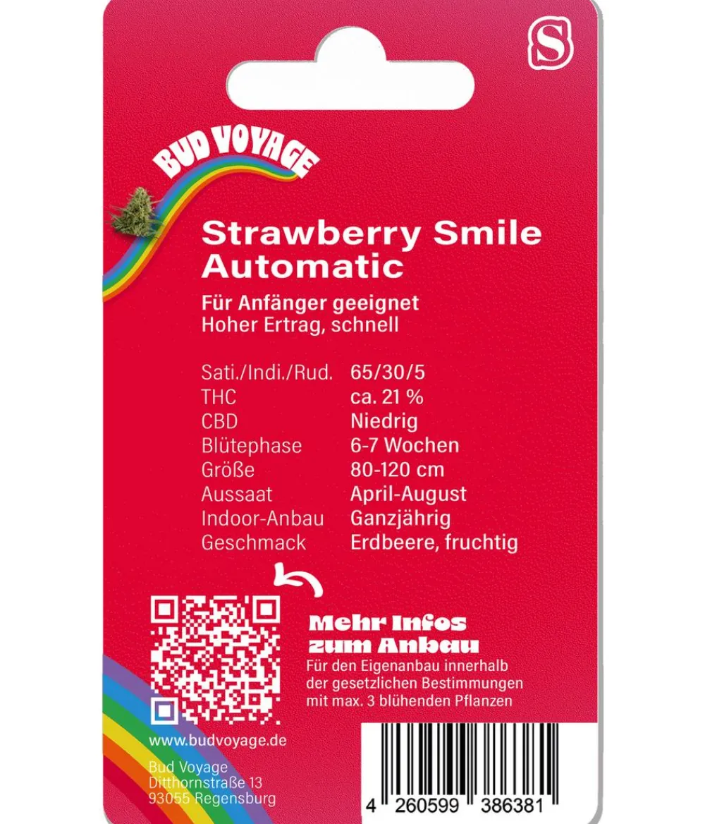 Bud Voyage Mehr Saatgut > Hanfsamen Heiterkeit Strawberry Smile, 3 Stk.
