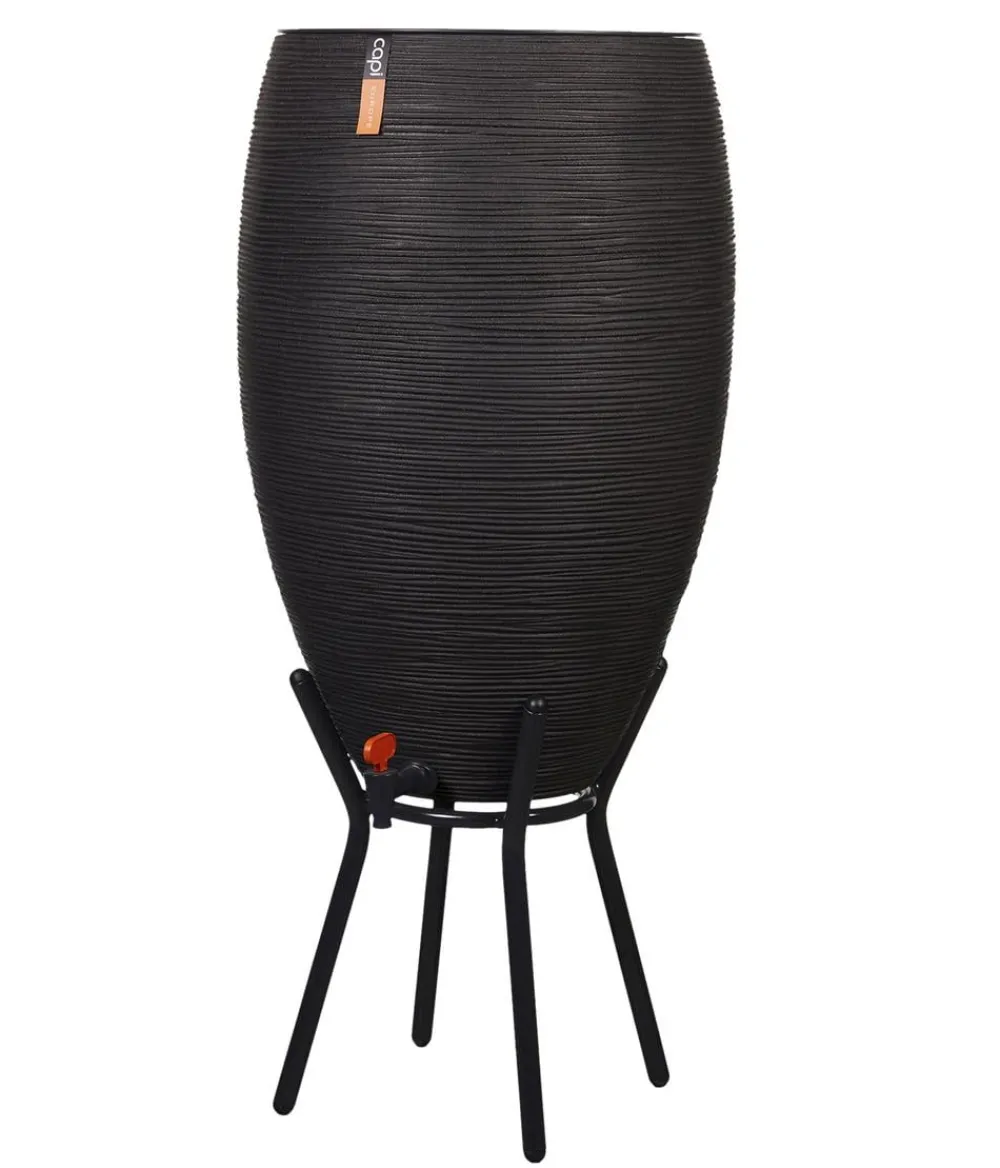 Capi Europe Regentonnen & Zisternen - Kunststoff-Regentonne Rib, 130 l Schwarz