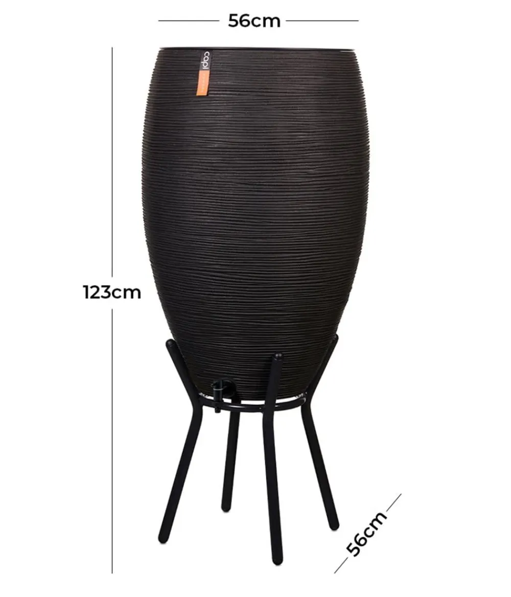 Capi Europe Regentonnen & Zisternen - Kunststoff-Regentonne Rib, 130 l Schwarz
