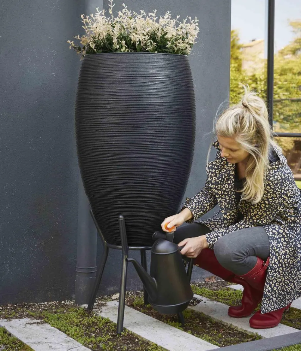 Capi Europe Regentonnen & Zisternen - Kunststoff-Regentonne Rib, 130 l Schwarz