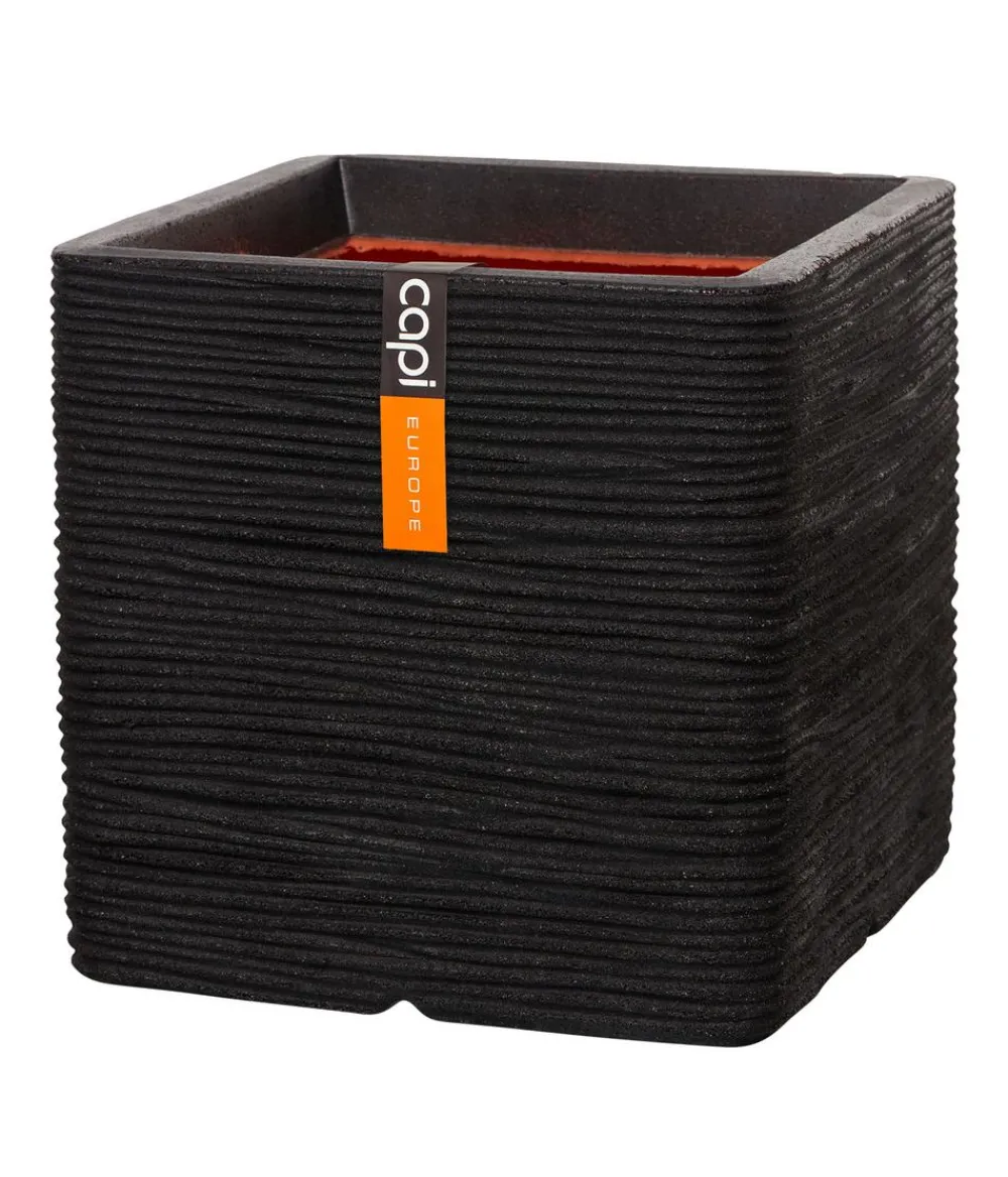 Capi Europe Kunststoff-Topf Rib, quadratisch Schwarz Outlet