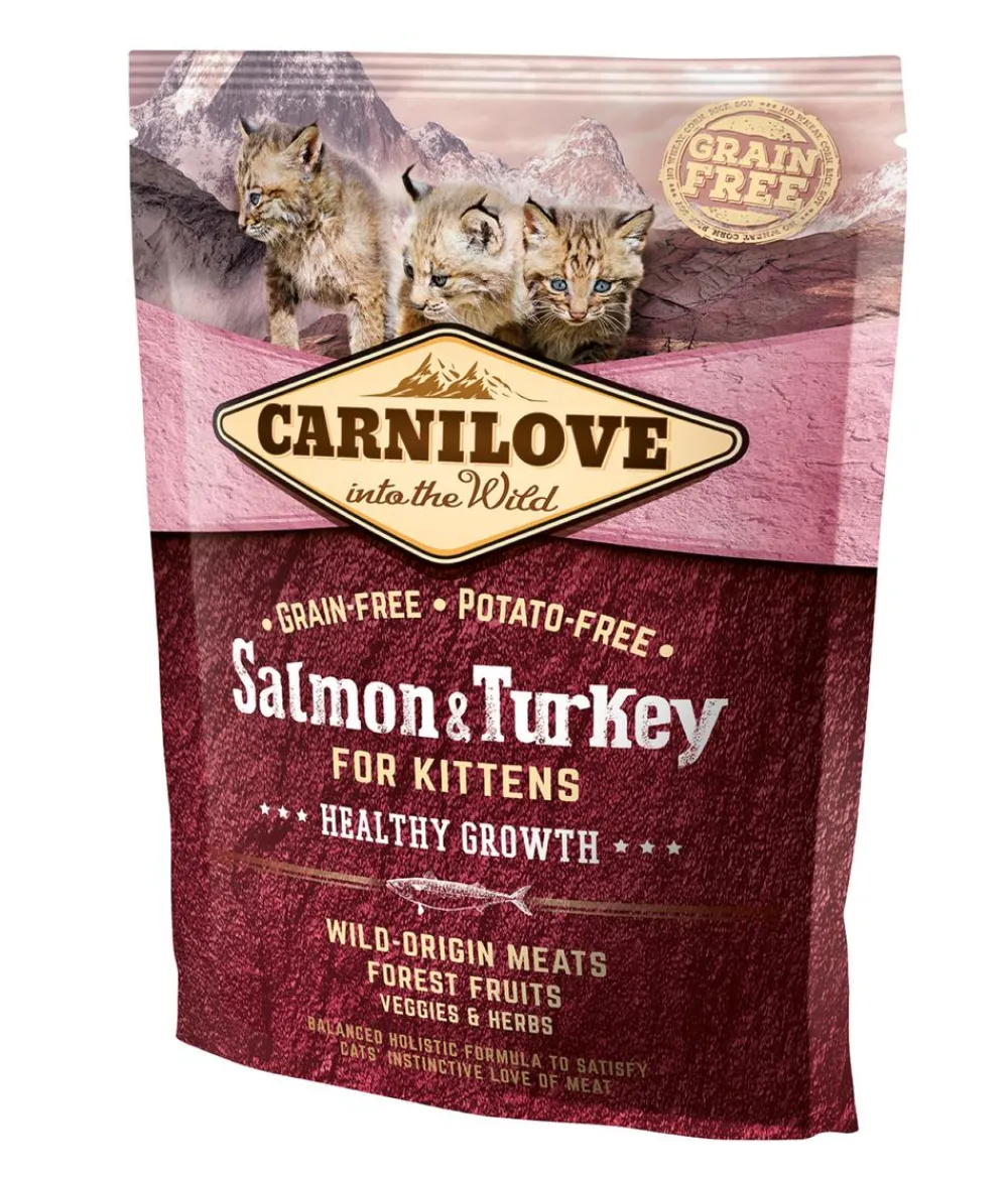 Carnilove Trockenfutter Katze - Trockenfutter für Katzen Kitten, Lachs & Truthahn