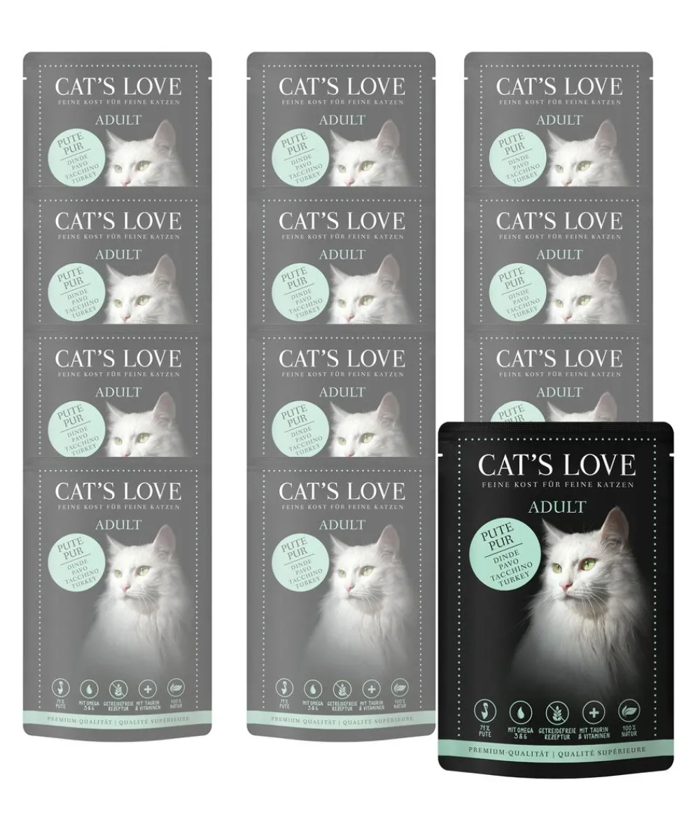 CAT'S LOVE Nassfutter für Katzen Adult Pur, 12 x 85 g Hot