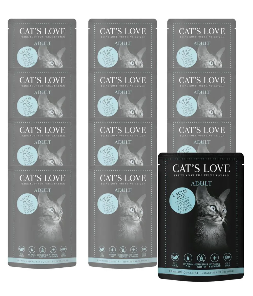 CAT'S LOVE Nassfutter Katze - Nassfutter für Katzen Adult Pur, 12 x 85 g