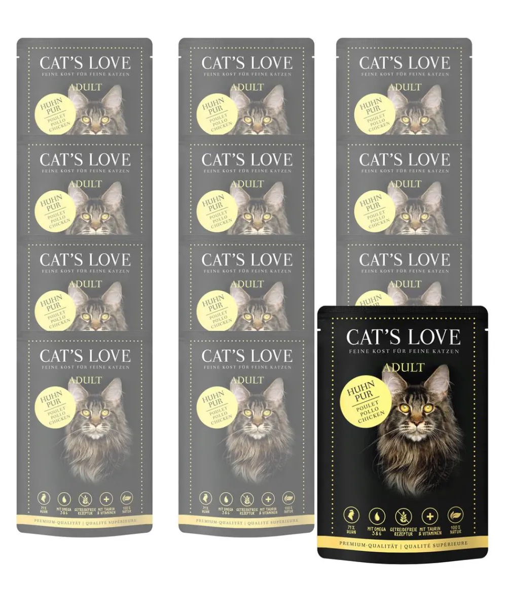 CAT'S LOVE Nassfutter Katze - Nassfutter für Katzen Adult Pur, 12 x 85 g