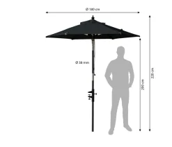 Cinas Balkonschirm, rund, ca. Ø180/H200 cm Schwarz Online