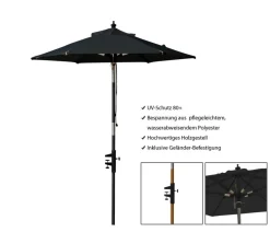Cinas Balkonschirm, rund, ca. Ø180/H200 cm Schwarz Online