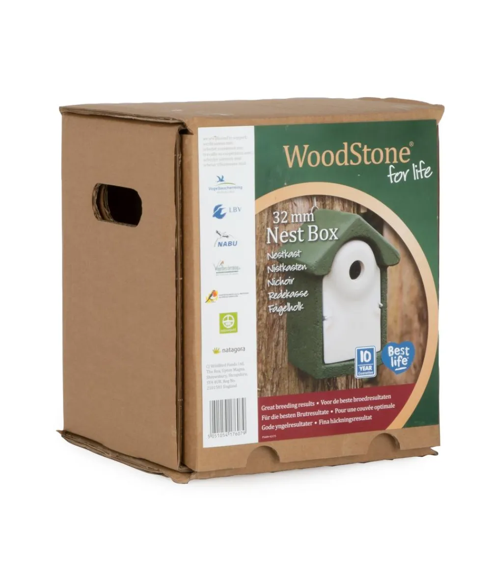 CJ Wildlife Nistkästen - WoodStone® Nistkasten Holzbeton, Einflugloch ca. Ø32 mm,