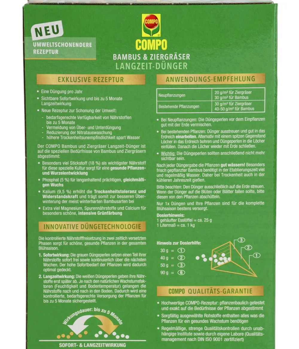Compo Spezialdünger - Bambus & Ziergräser Langzeit-Dünger, 850 g