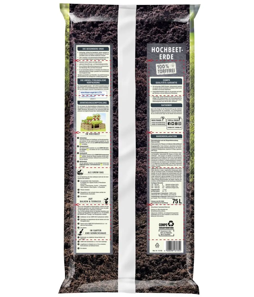 Compo Spezialerde - BIO Hochbeeterde, 75 l