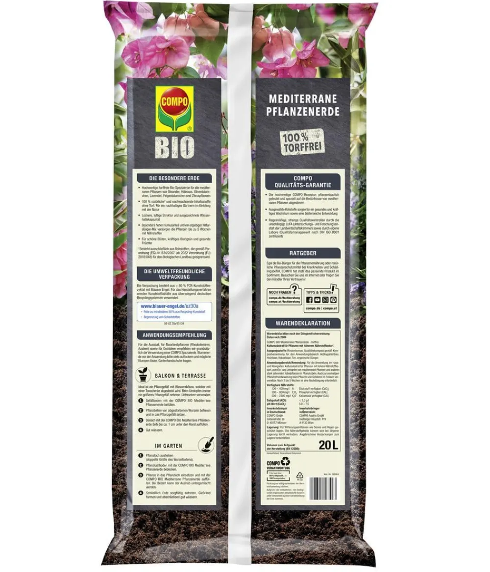 Compo BIO Mediterrane Pflanzenerde, torfffrei, 20 l Clearance