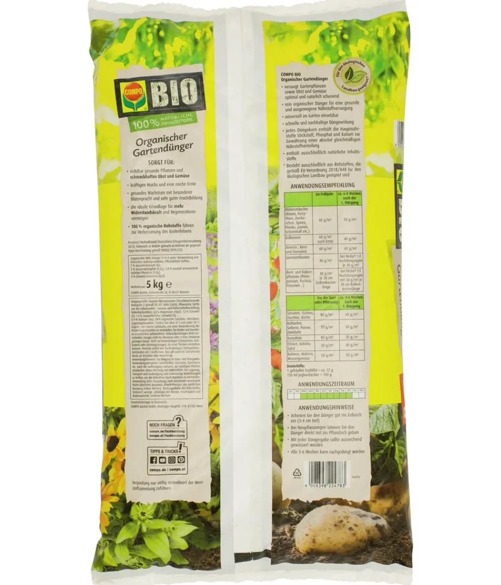 Compo Universaldünger|Obst- & Gemüsedünger > BIO Organischer Gartendünger, 5 kg
