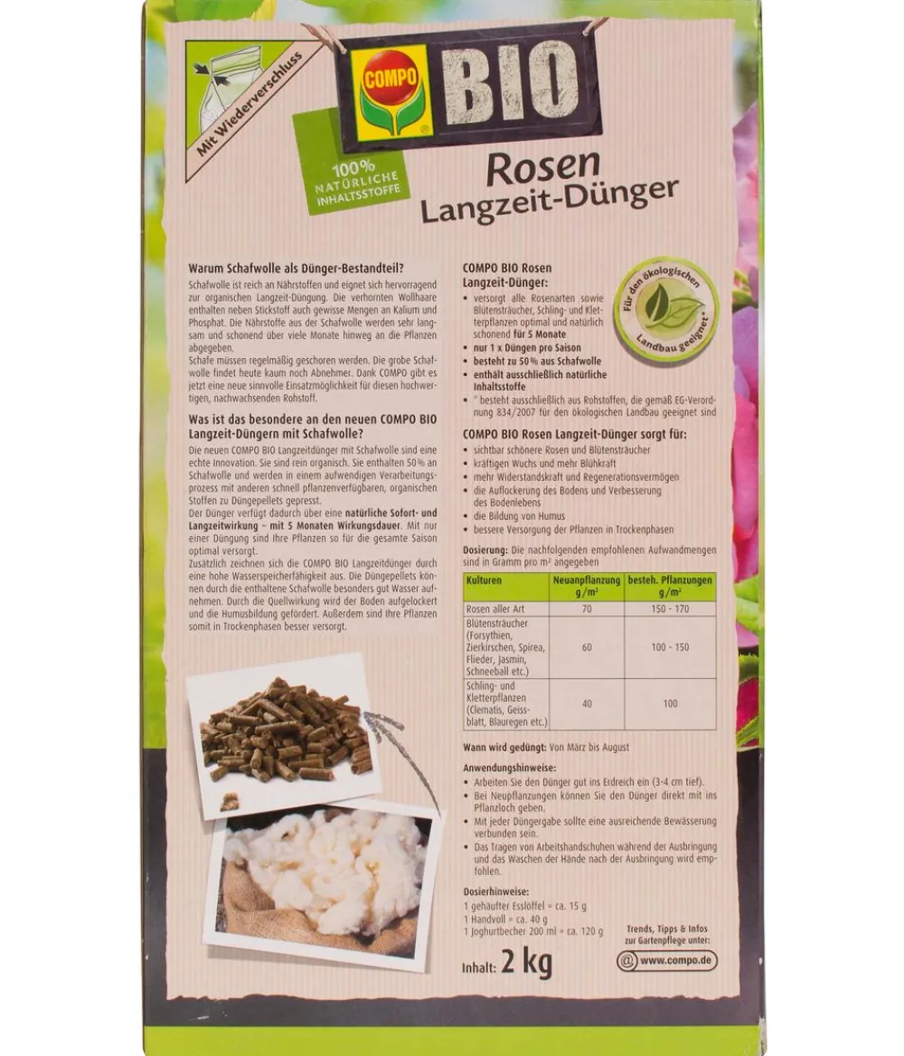 Compo BIO Rosen Langzeit-Dünger mit Schafwolle Outlet