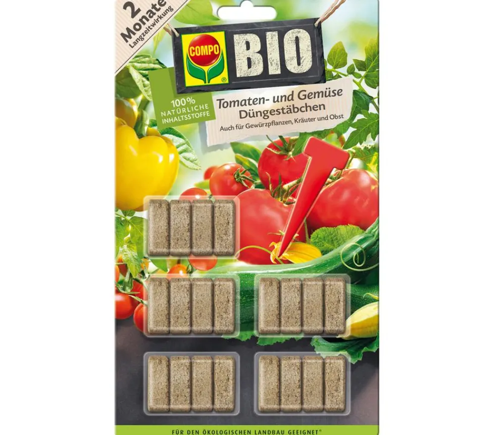 Compo Obst- & Gemüsedünger|Bio-Dünger > BIO Tomaten- und Gemüsedüngestäbchen, 20 Stk.