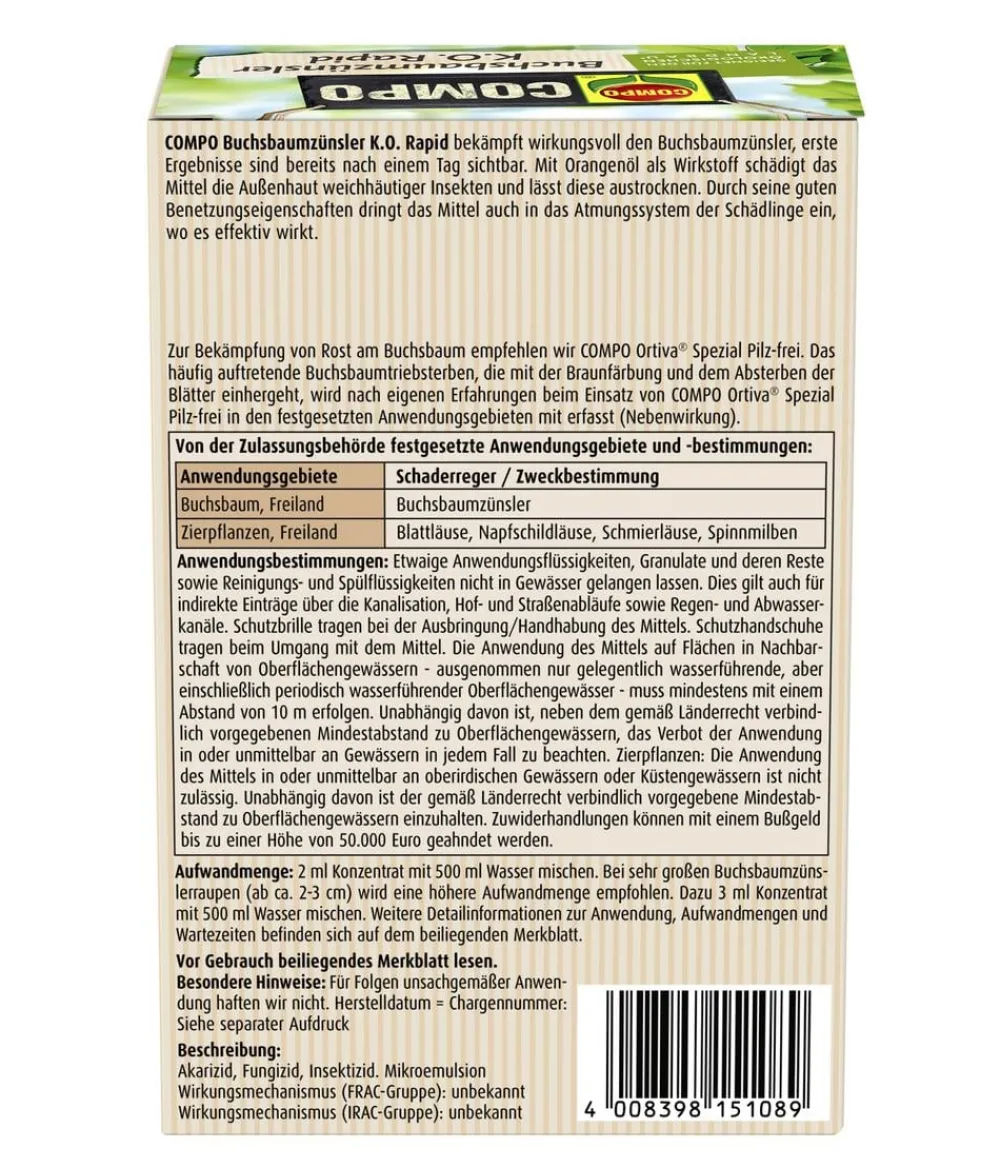 Compo Schädlingsbekämpfungsmittel - Buchsbaumzünsler K.O. Rapid, flüssig, 75 ml