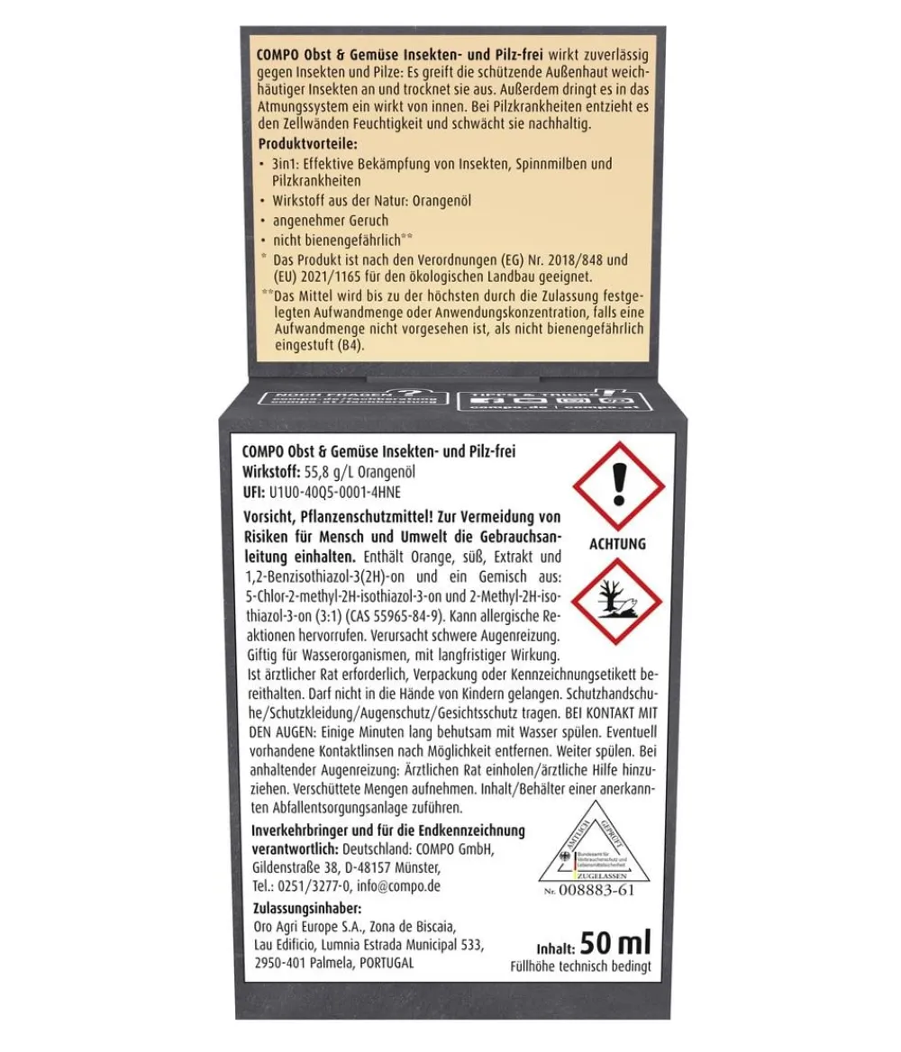 Compo Pilzmittel > Obst & Gemüse Insekten- und Pilz-frei, flüssig, 50 ml