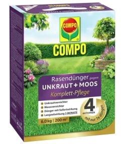 Compo Rasendünger|Unkrautvernichter > Rasendünger gegen Unkraut + Moos 4in1