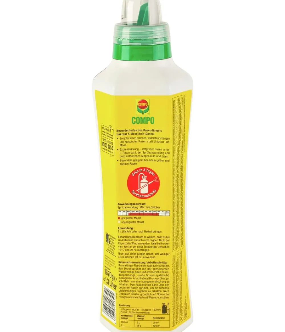 Compo Rasendünger|Spezialdünger > Rasendünger Unkraut & Moos Nein danke!, 1,3 l