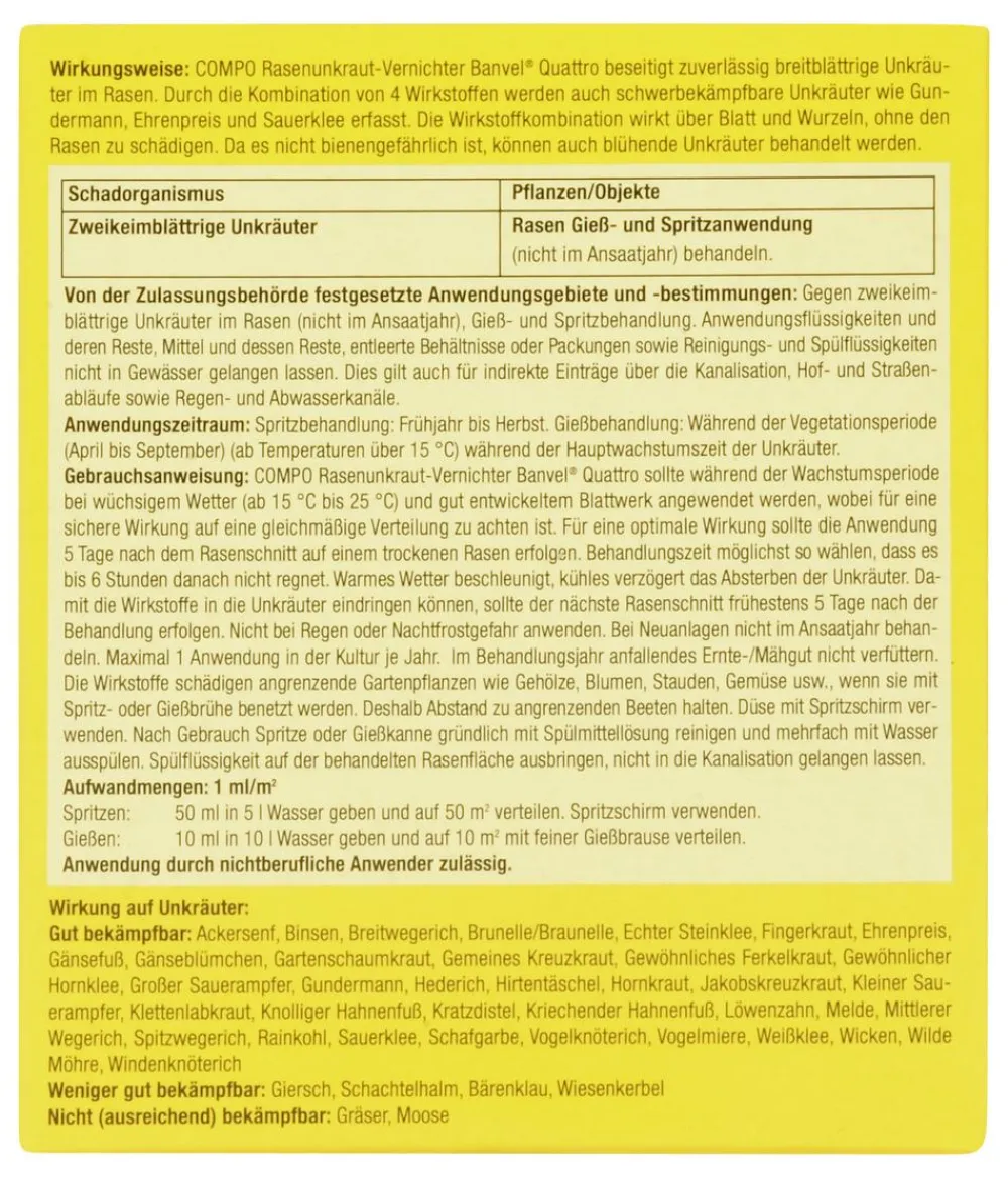 Compo Unkrautvernichter - Rasenunkraut-Vernichter Banvel® Quattro