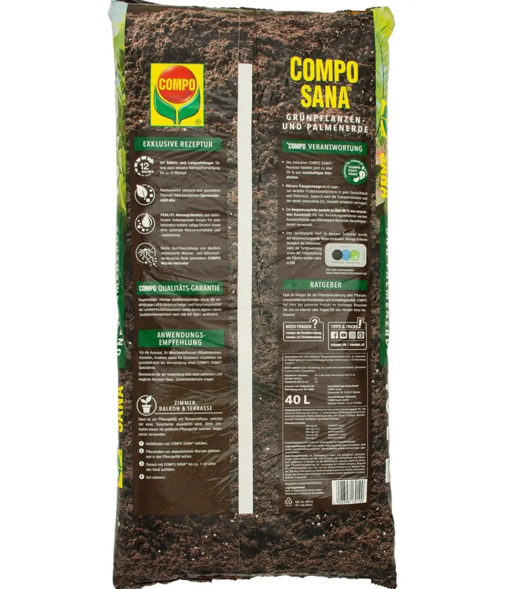 Compo Spezialerde - SANA® Grünpflanzen- und Palmenerde, 40 l