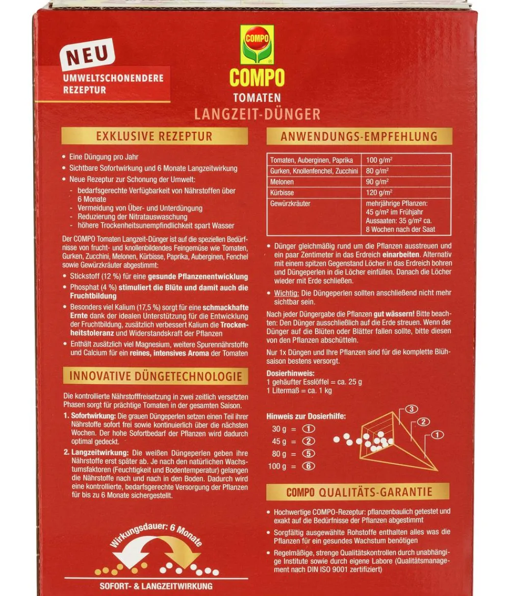 Compo Obst- & Gemüsedünger|Spezialdünger - Tomaten Langzeit-Dünger