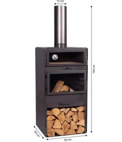 CookKing Gartenkamine - Terrassenofen Vento Plus, ca. B50/H150/T50 cm Schwarz
