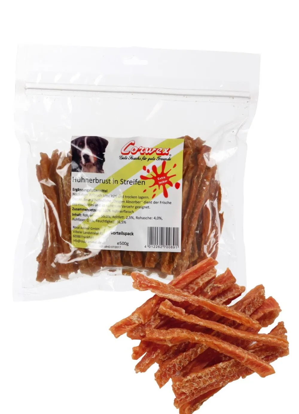 Corwex Hundeleckerlies > Hundesnack Hühnerbrust in Streifen