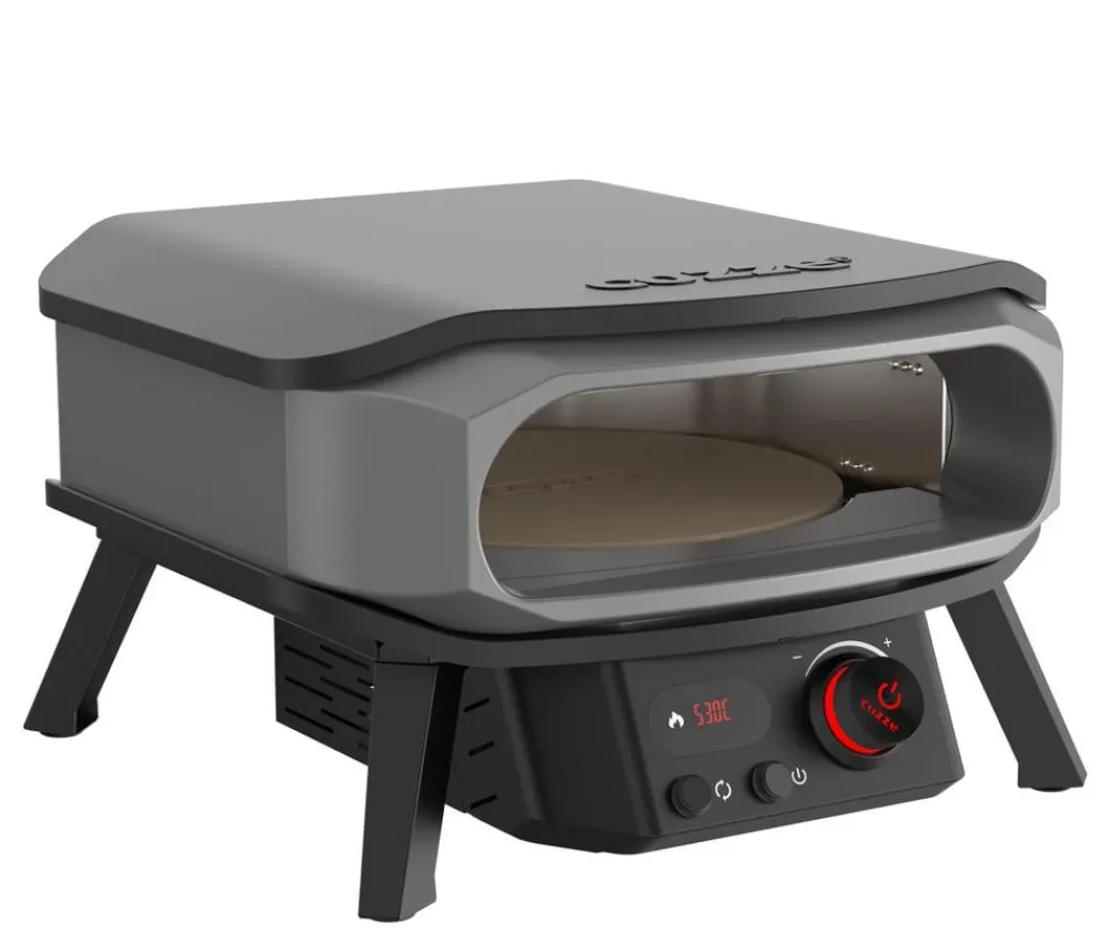 cozze® Pizzaöfen - Cozze elektischer Pizzaofen Premium Rotate 34 cm (13"), mit Thermometer inkl. Pizzastein, ca. B53/H32/T56 cm