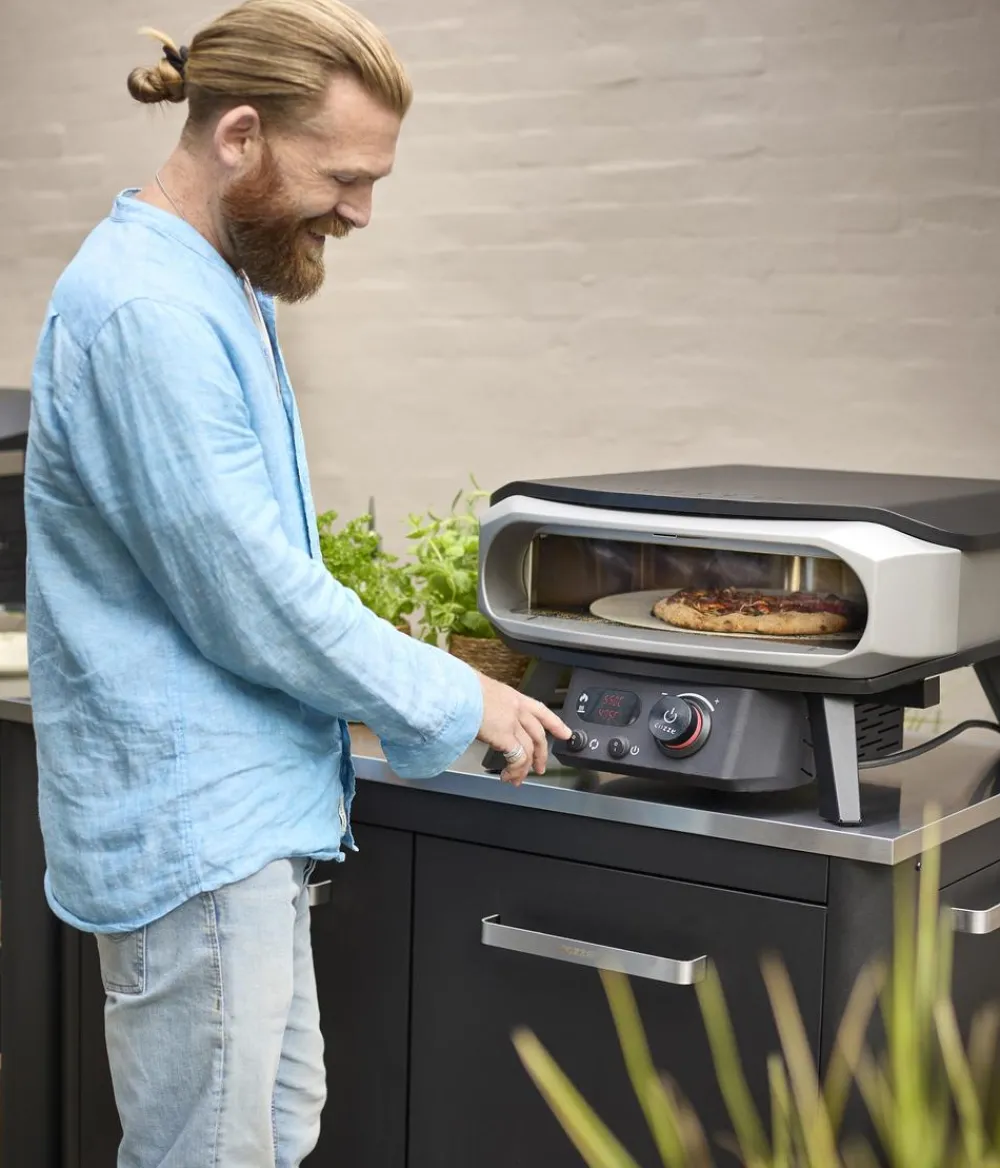 cozze® Pizzaöfen > Cozze elektrischer Pizzaofen Premium Rotate 42 cm (17"), mit Thermometer inkl. Pizzastein, ca. B60,5/H33/T62,5 cm