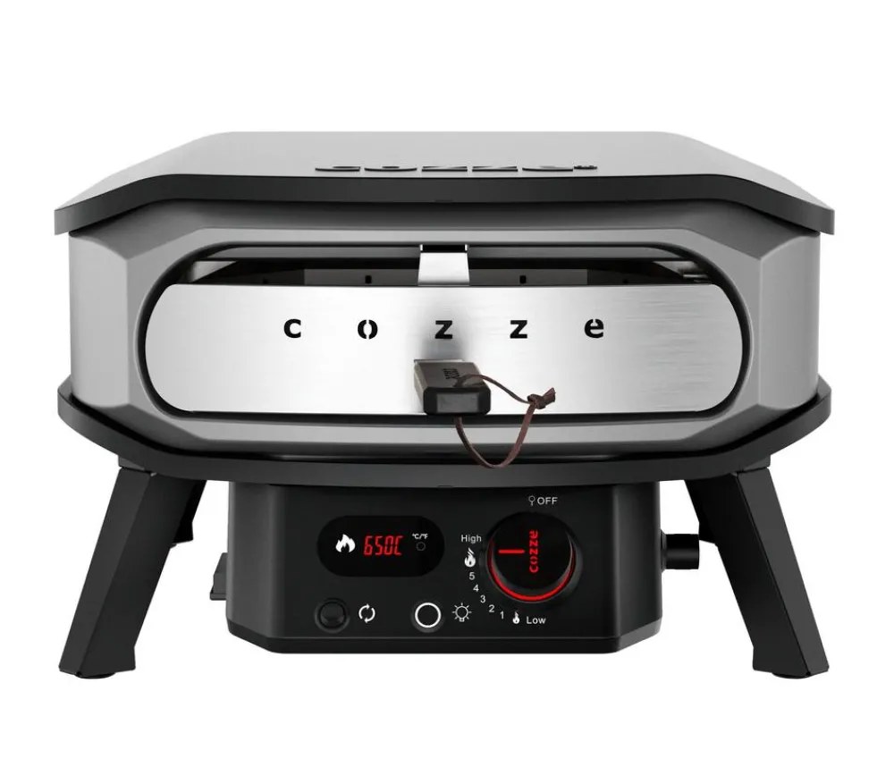 cozze® Pizzaöfen - Cozze Gas-Pizzaofen Premium Rotate 34 cm (13"), mit Thermometer inkl. Pizzastein, ca. B53/H32/T56 cm