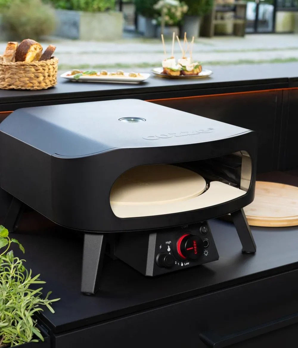 cozze® Pizzaöfen > Cozze Gas-Pizzaofen Rotate Black Edition, inkl. Pizzastein, 34,5 cm (13"), ca. B50/H29,5/T50 cm