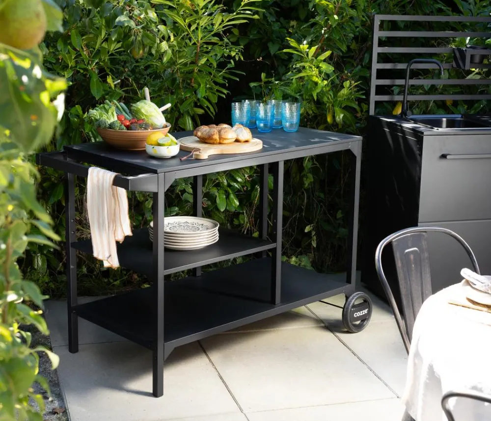 cozze® Grillzubehör - Cozze Grillwagen BBQ Station, ca. B115/H90/T60 cm Schwarz
