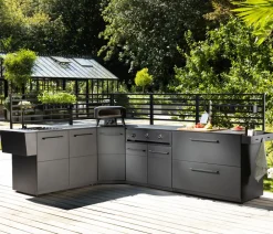 cozze® Cozze Outdoor-Küche Rückwand Elements, ca. B90/H97/T2,5 cm Schwarz Discount