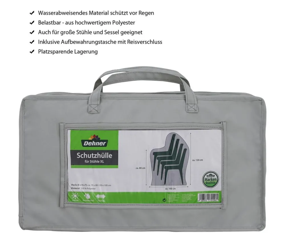 Dehner Schutzhüllen > Abdeckhaube XL für Stühle, ca. B80 x H80-120 x 100 cm